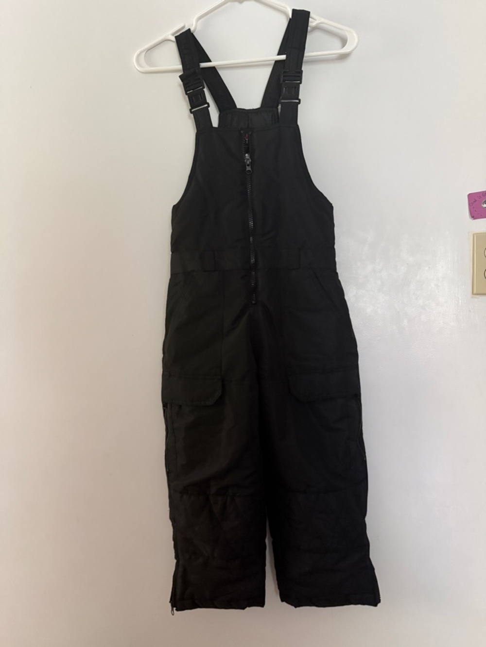 Kids Black Insulated Snow Bib Overalls